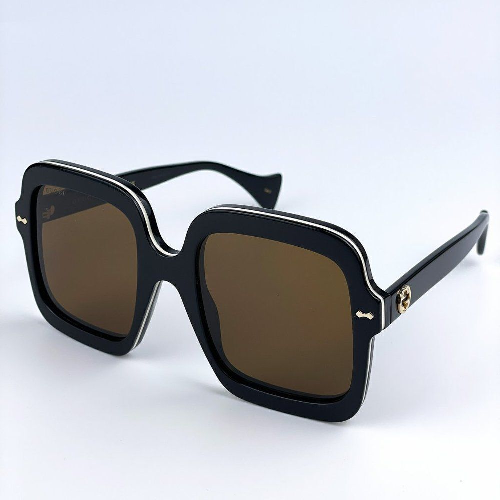 NEW Gucci GG1241S 001 Black Brown Oversized Square Women Sunglasses - Picture 6 of 13